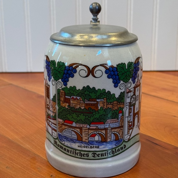 Vintage Germain Lidded Ceramic Stein Heidelberg Rüdesheim a. Rhein - Picture 7 of 14